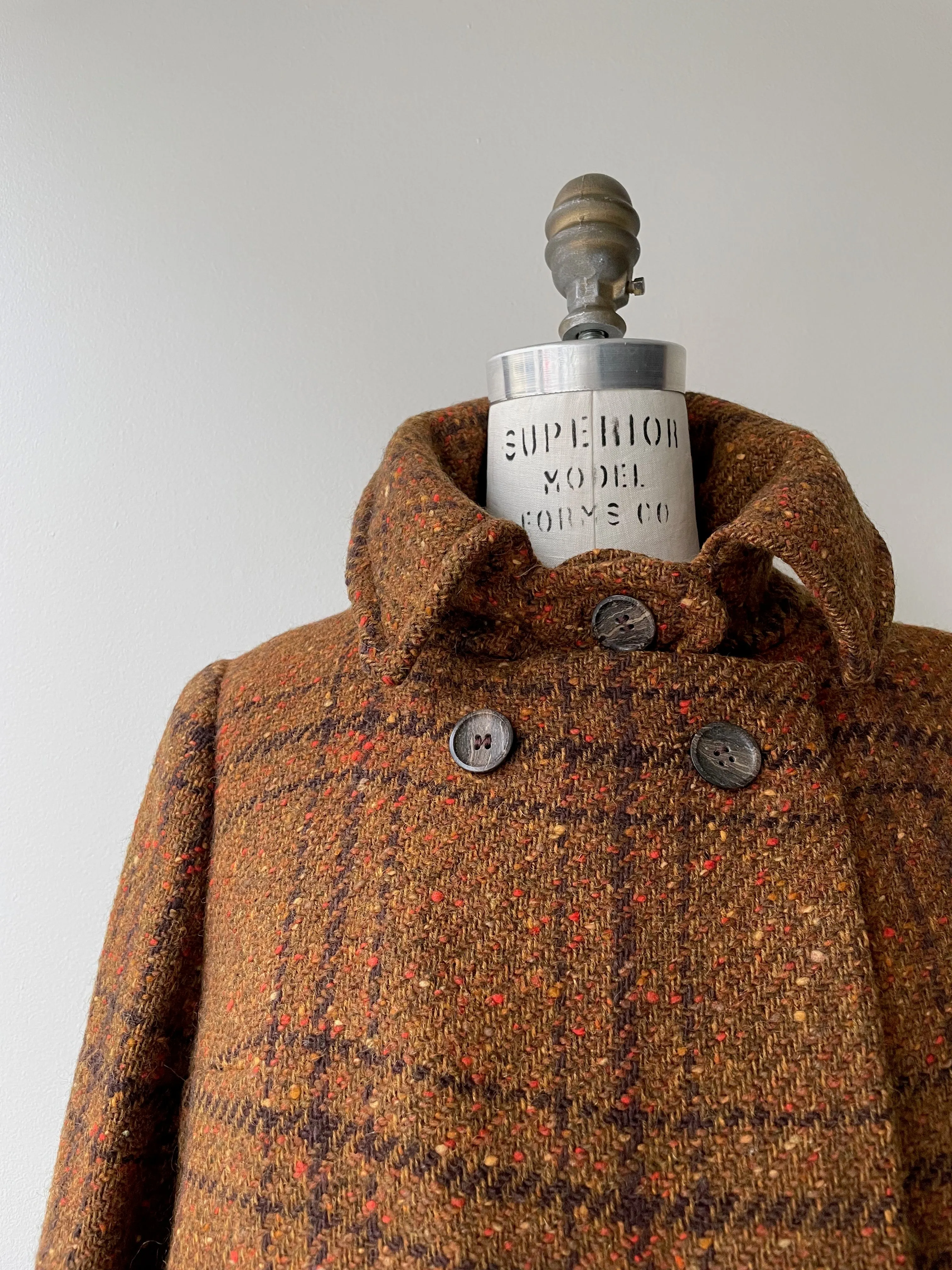 1960s Overcheck Tweed Coat