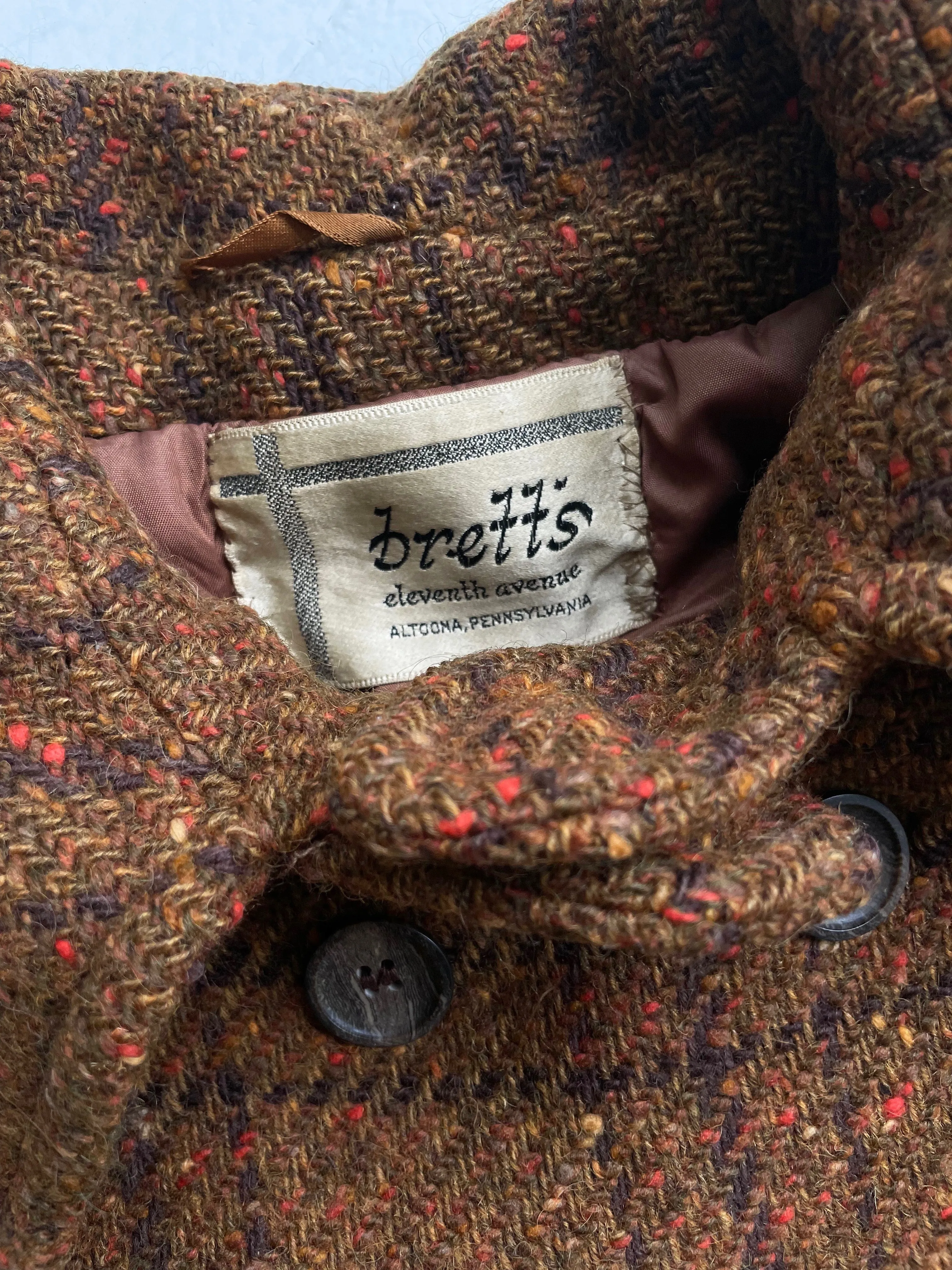 1960s Overcheck Tweed Coat