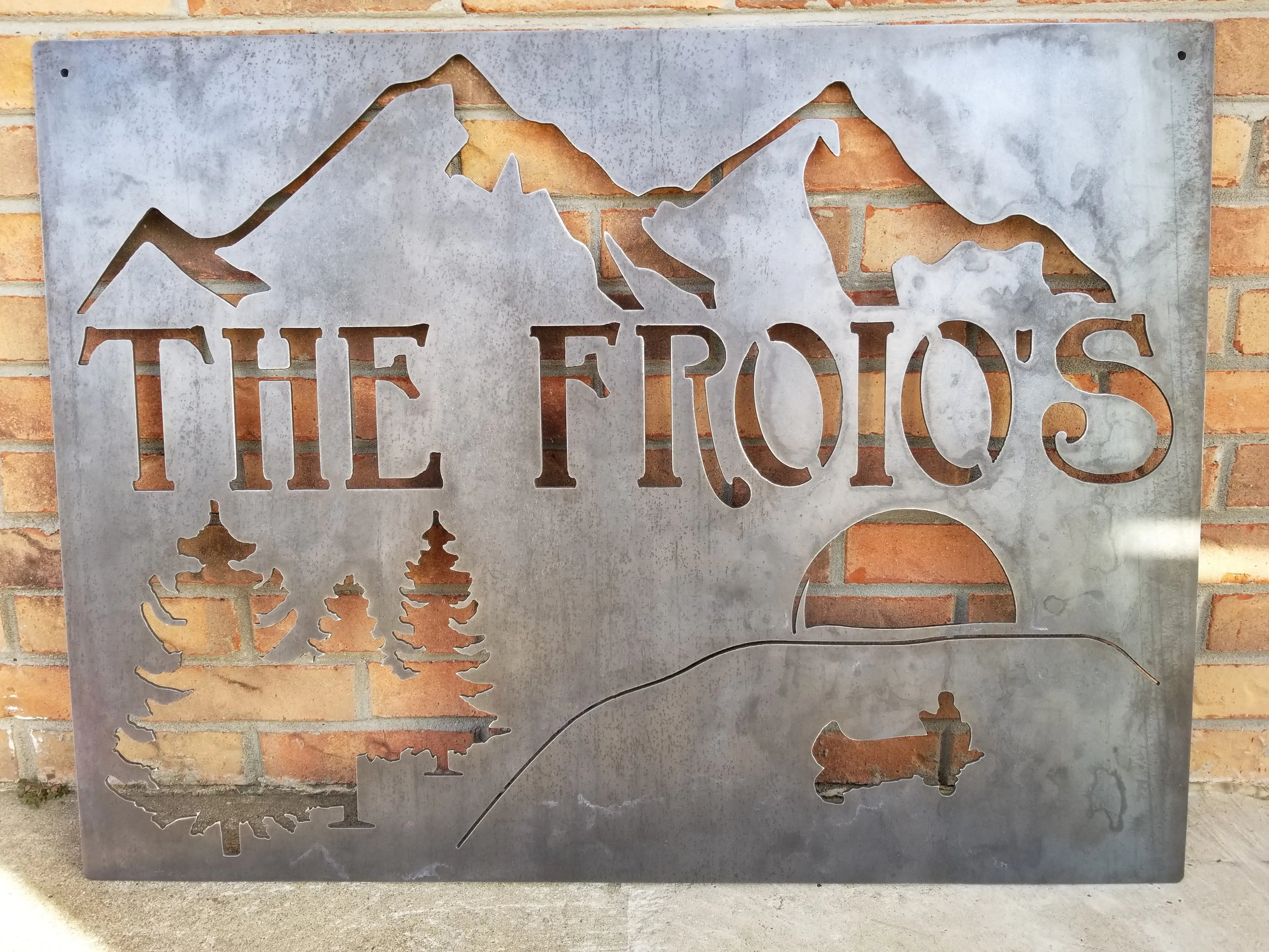 Alpine Lake Sign - Personalized Gift - Custom Metal Sign - Mountain Cabin Wall Art