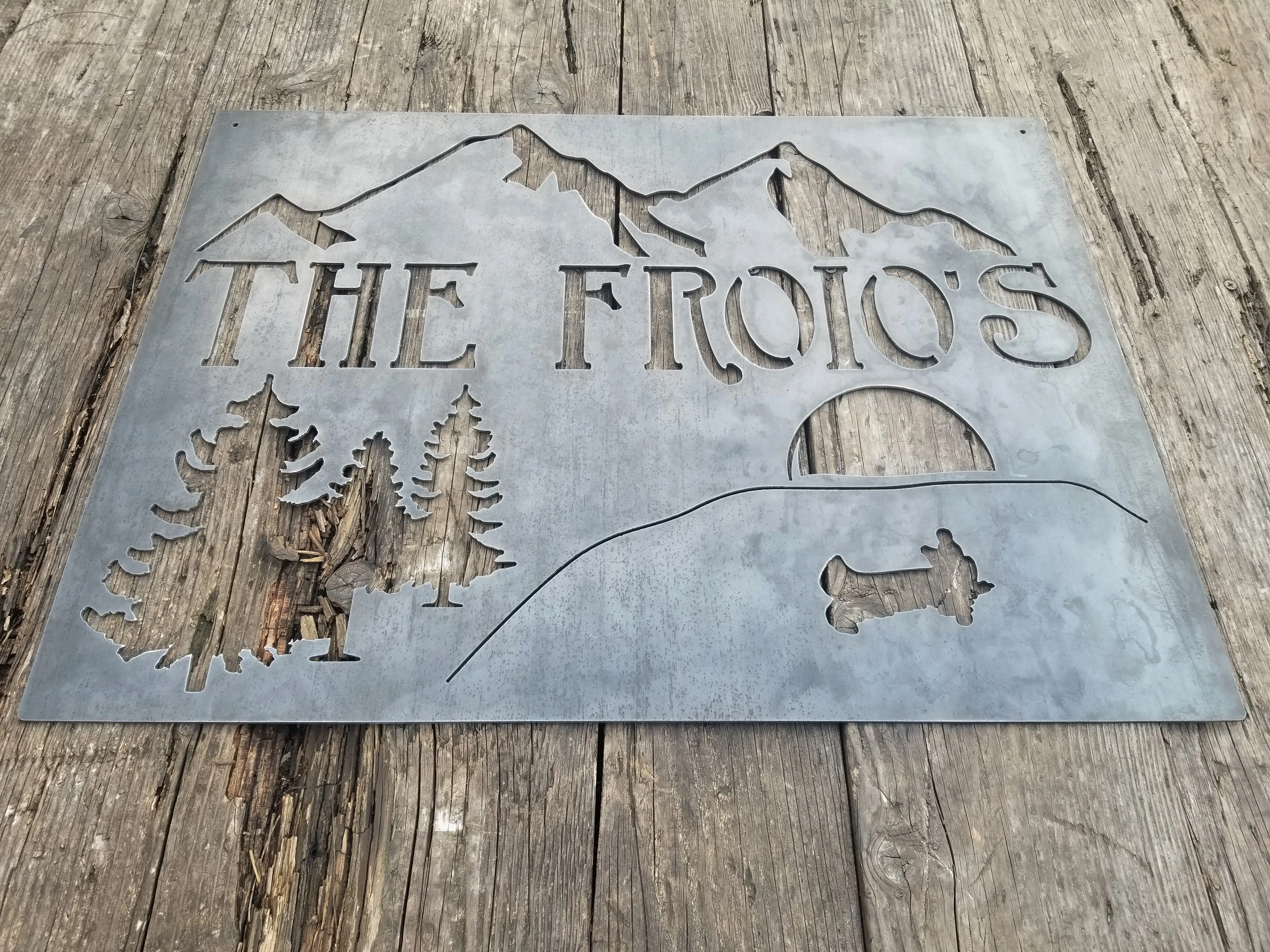 Alpine Lake Sign - Personalized Gift - Custom Metal Sign - Mountain Cabin Wall Art