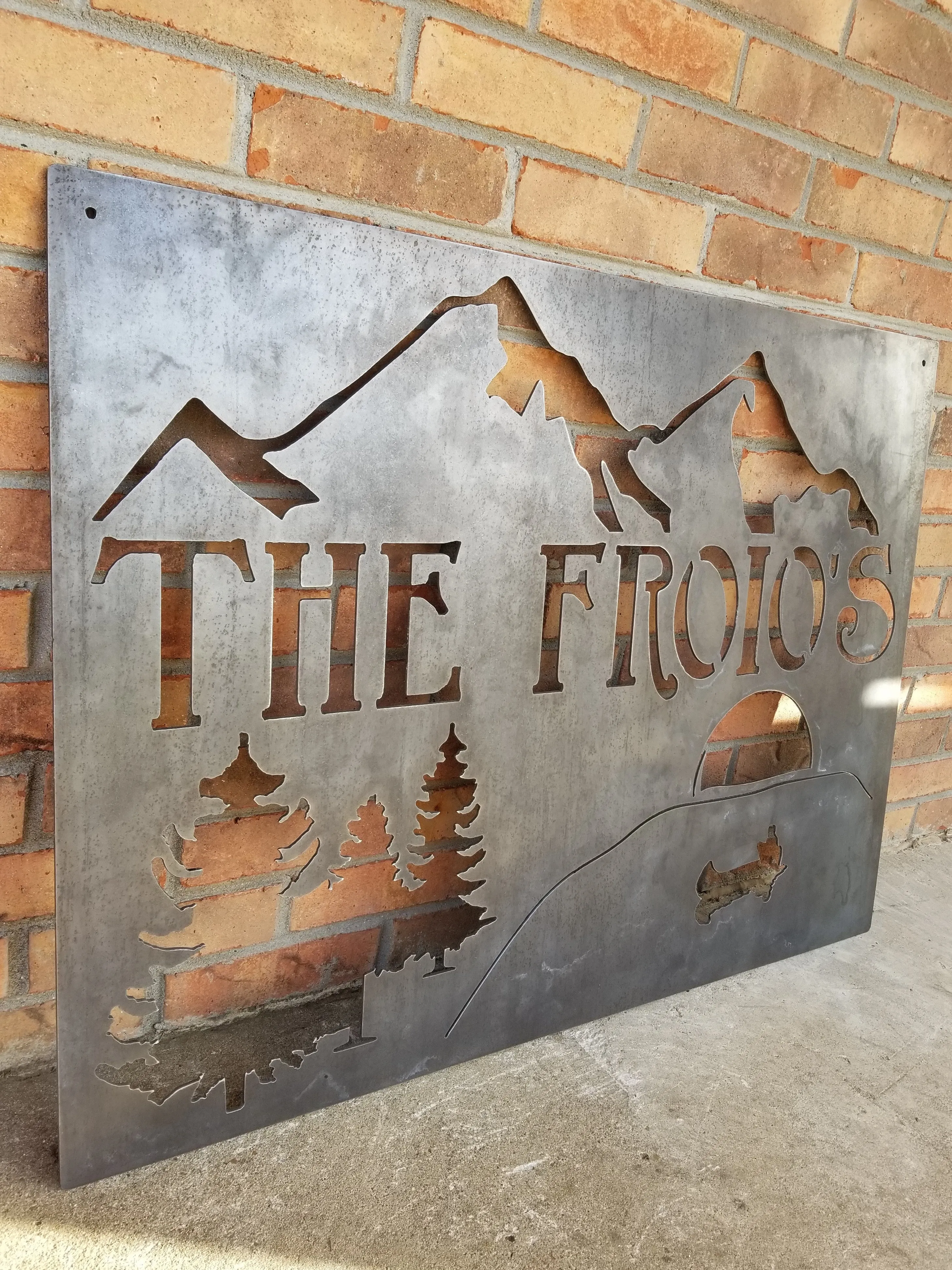 Alpine Lake Sign - Personalized Gift - Custom Metal Sign - Mountain Cabin Wall Art