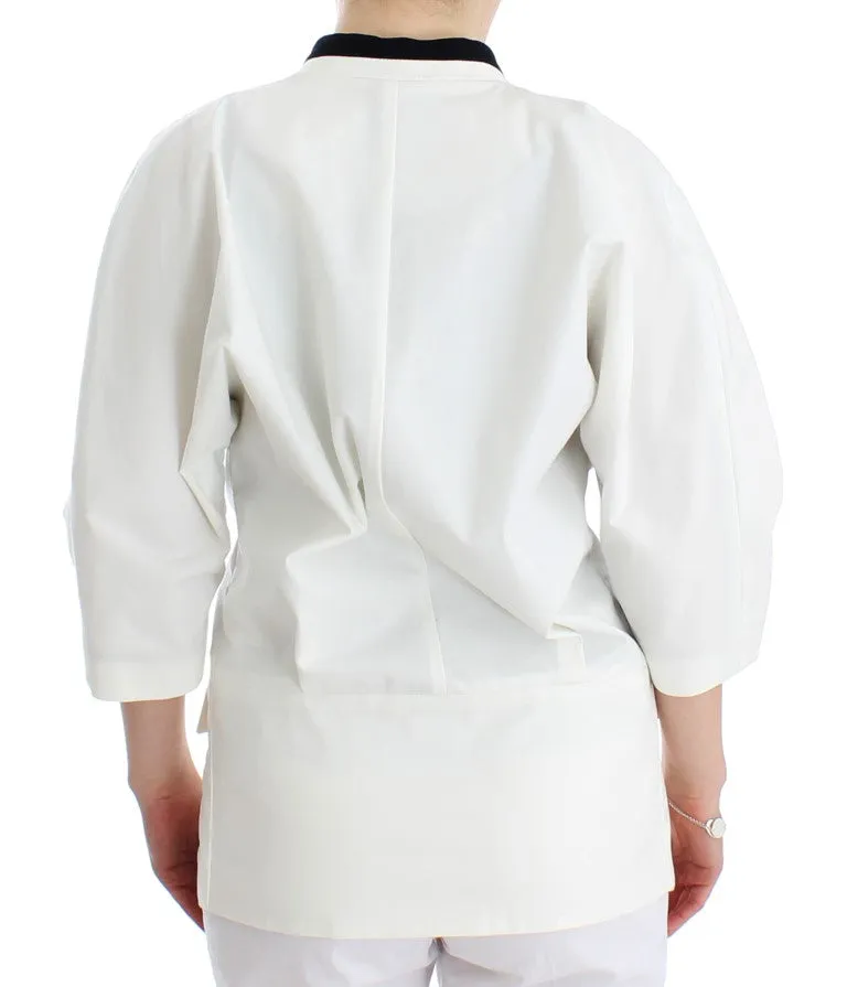 Andrea Pompilio Chic White Cotton Blend Blazer