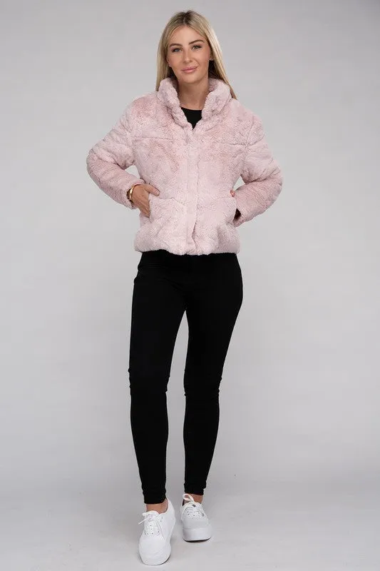 Bohemian Plush Fluffy Zip-Up Sweater Jacket