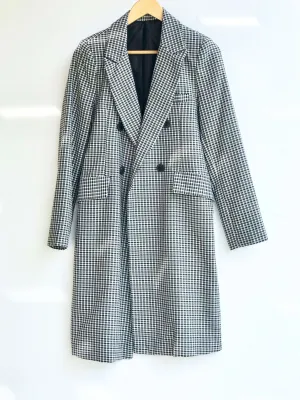 Brrr Black and White Plaid Long coat