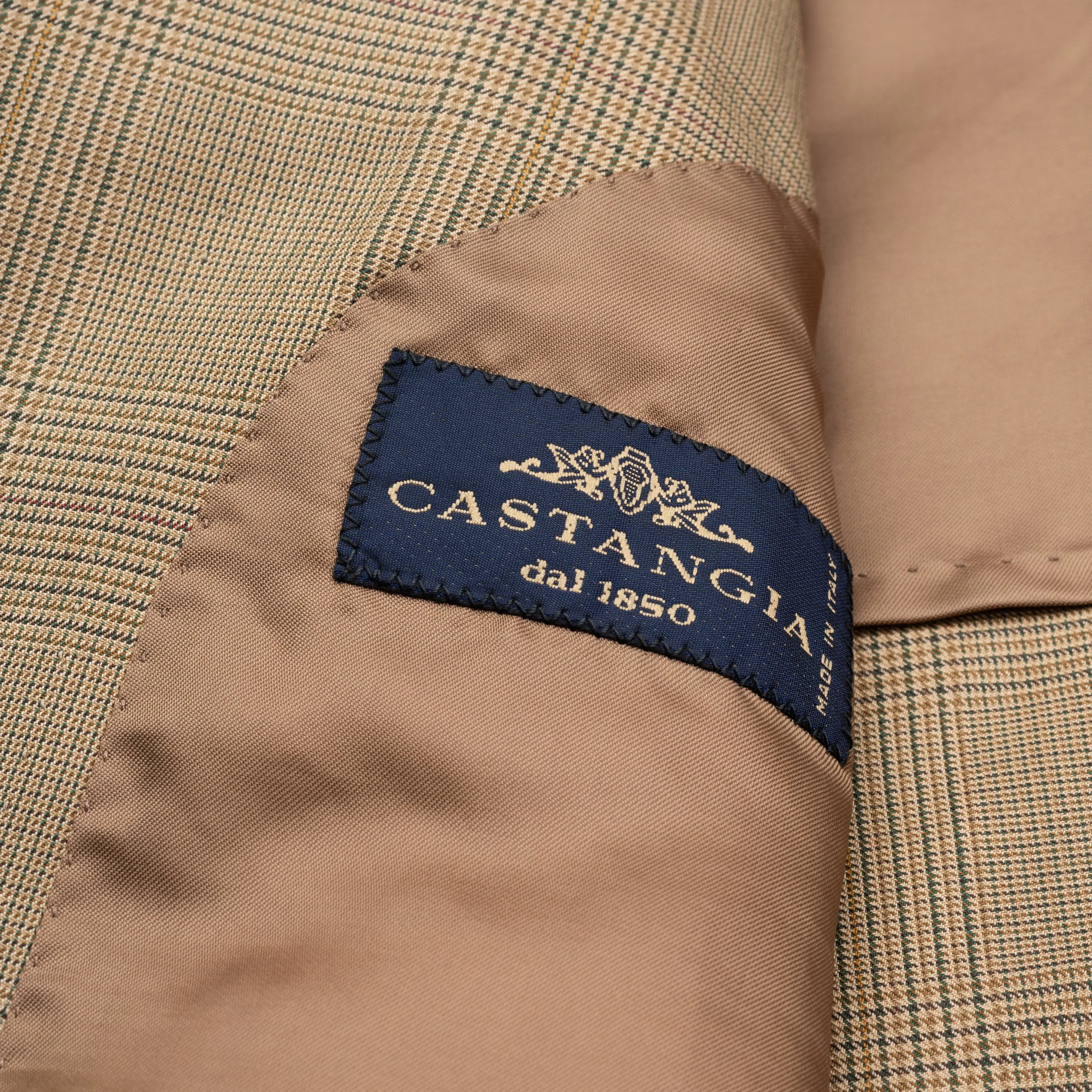 CASTANGIA 1850 Tan Prince of Wales Cotton Sport Coat Jacket EU 50 NEW US 40