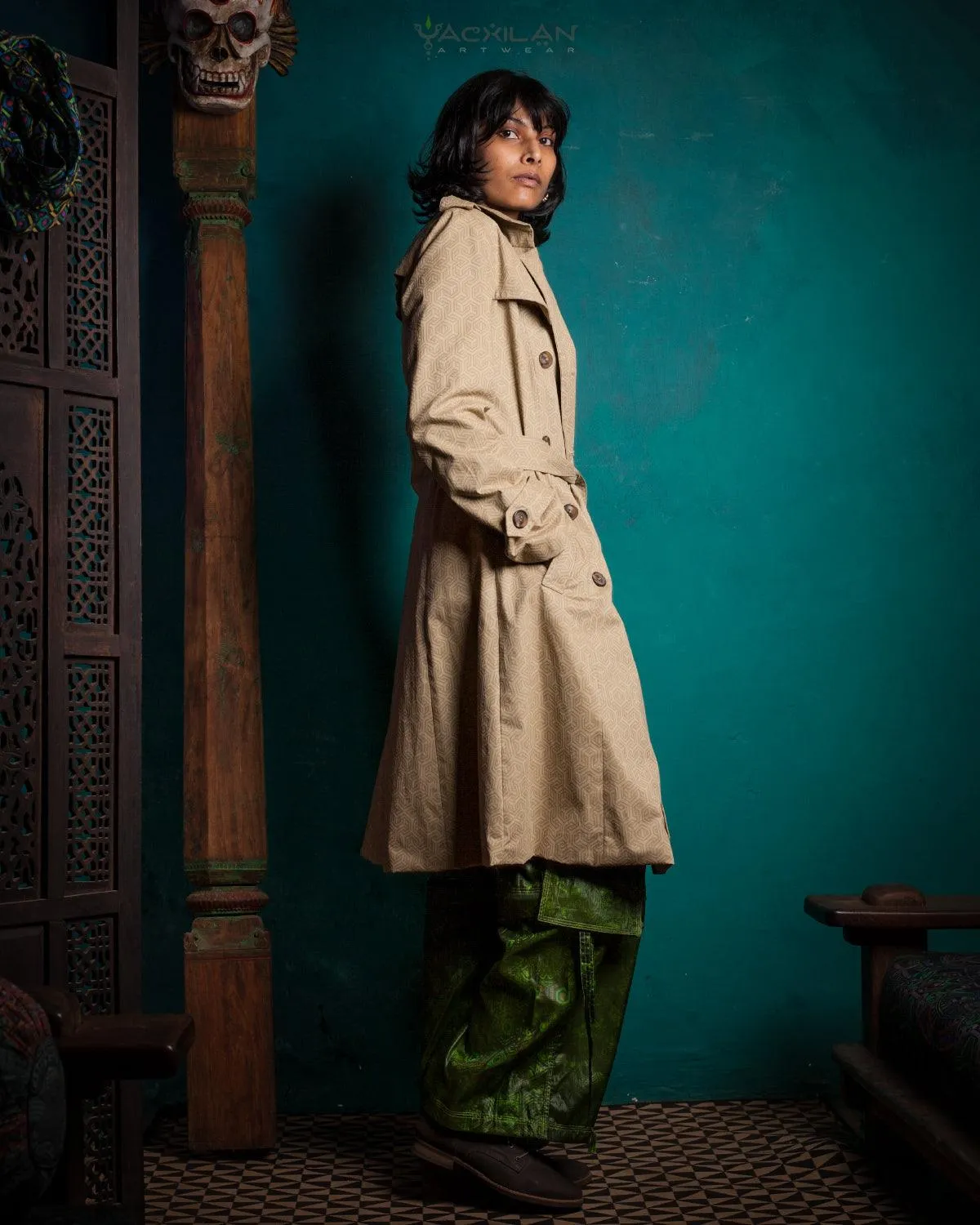 Coat Woman / Cotton Screenprinted - CLOUSEAU Sand TRIPIBO