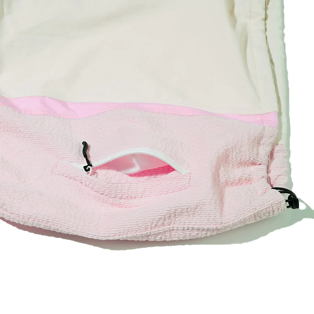 COMFORTABLE PULLOVER SNAP JACKET IVORY/PINK