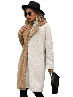 Contrast Dropped Shoulder Sherpa Coat