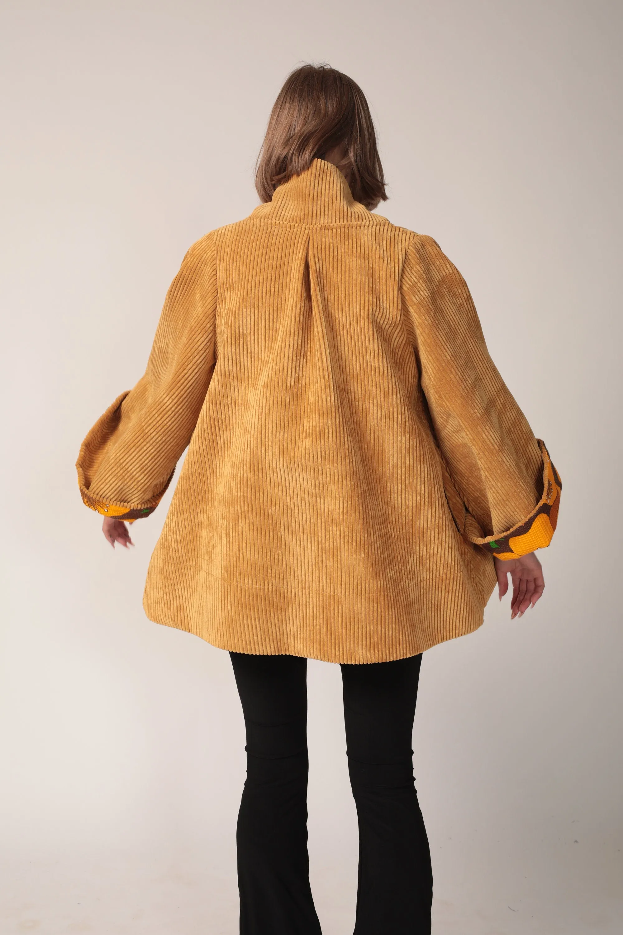 Corduroy cape coat