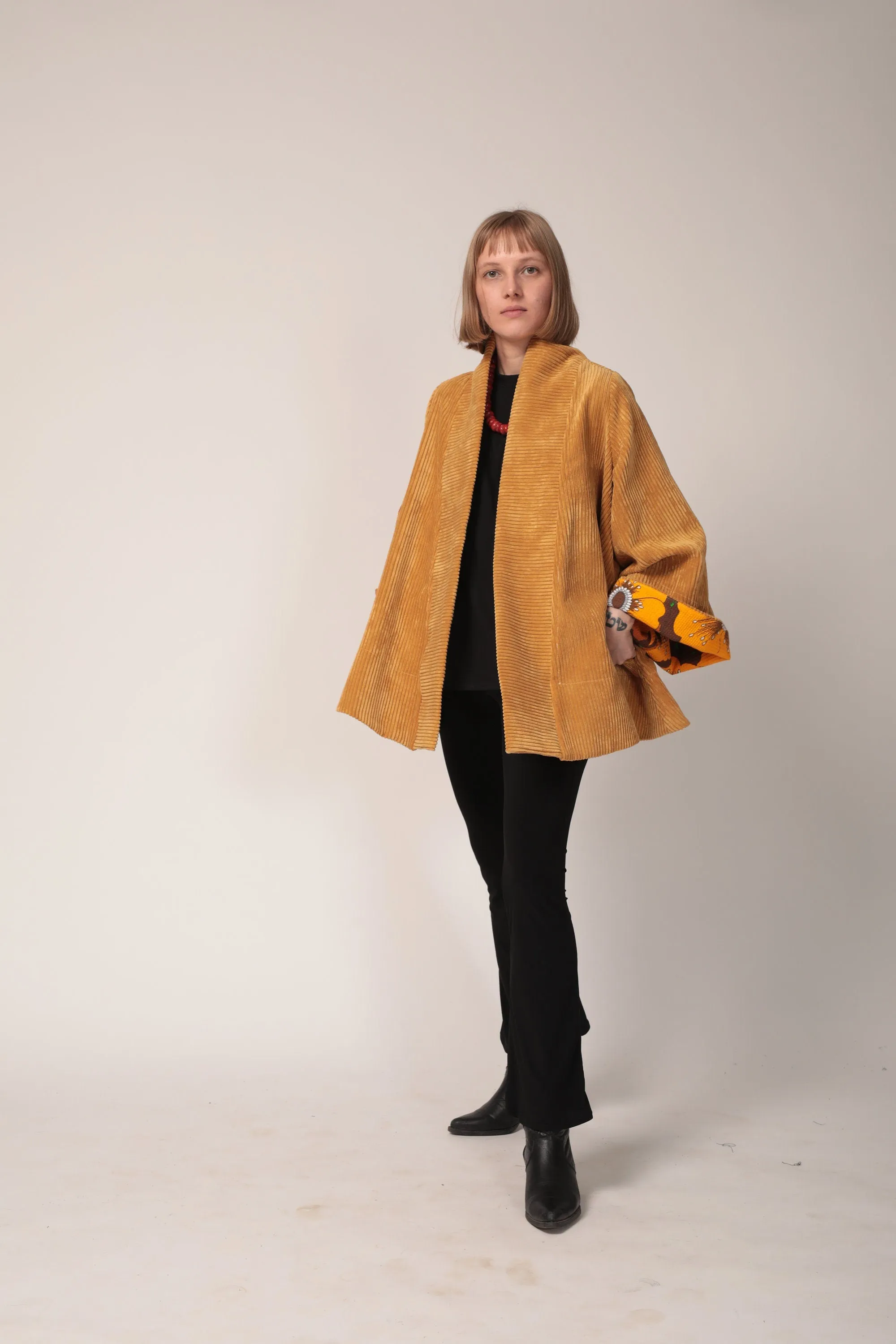 Corduroy cape coat