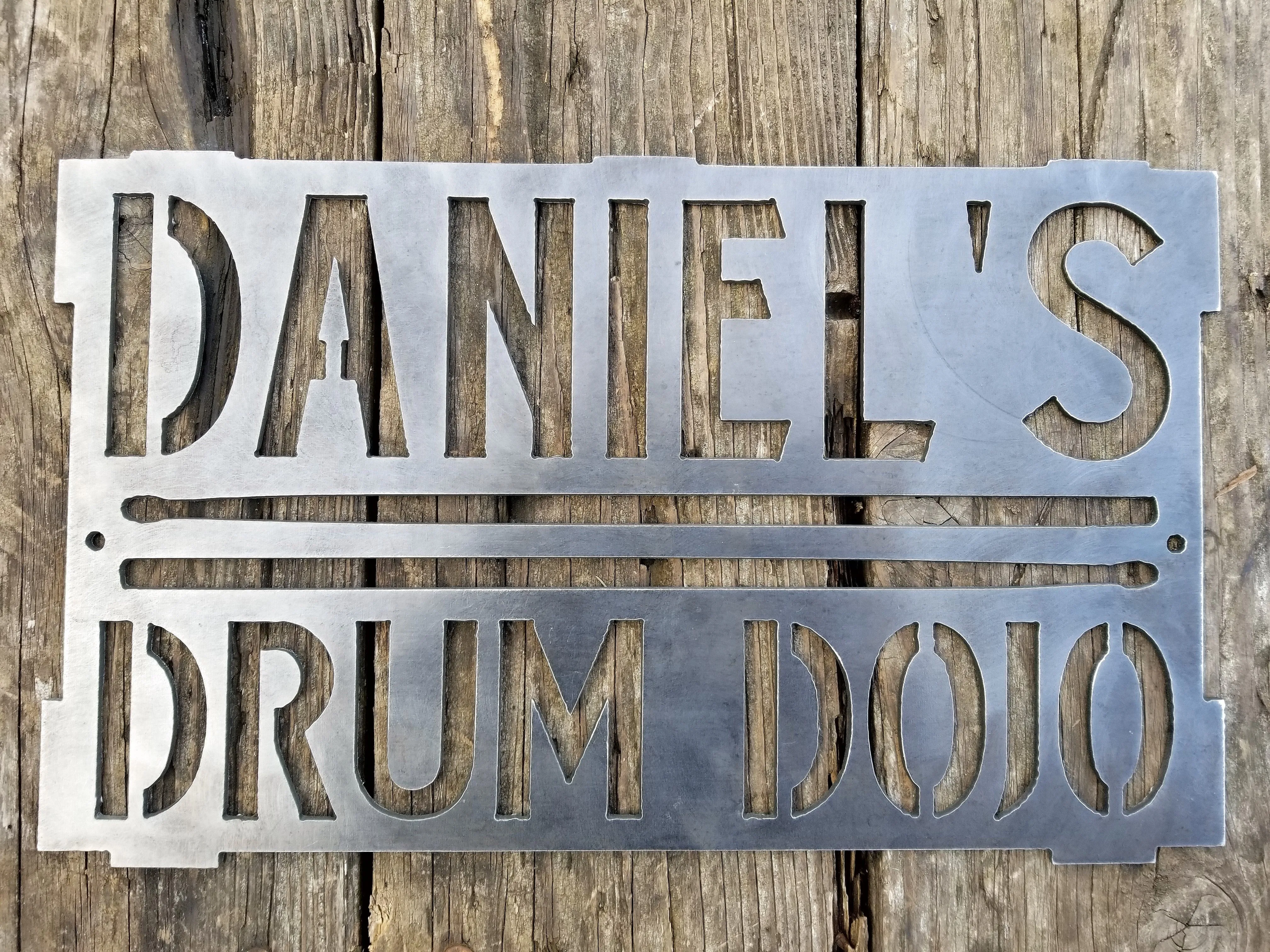 Custom Drum Room Sign - Drum Dojo, Personalized Music Room Decor, Studio Wall Art, Man Cave Signs