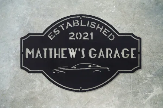 Custom Metal Garage Sign - Personalized Car Shop Decor - Rustic Wall Art, Man Cave Signs, Car Detailing, Work Shop