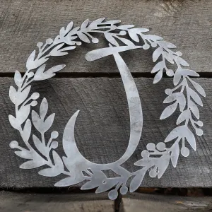 Custom Metal Monogram Berry Wreath - Initial Letter Front Door Hanger Decor, Wedding Signs,