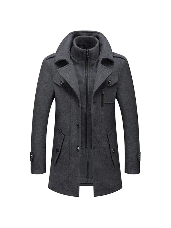 Double Collar Cold-Resistant Woolen Fabric Coat