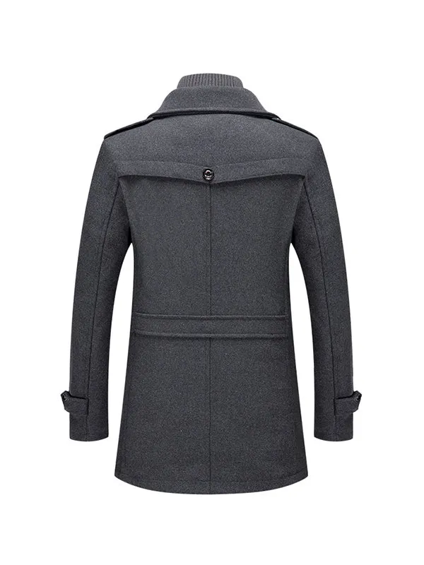 Double Collar Cold-Resistant Woolen Fabric Coat