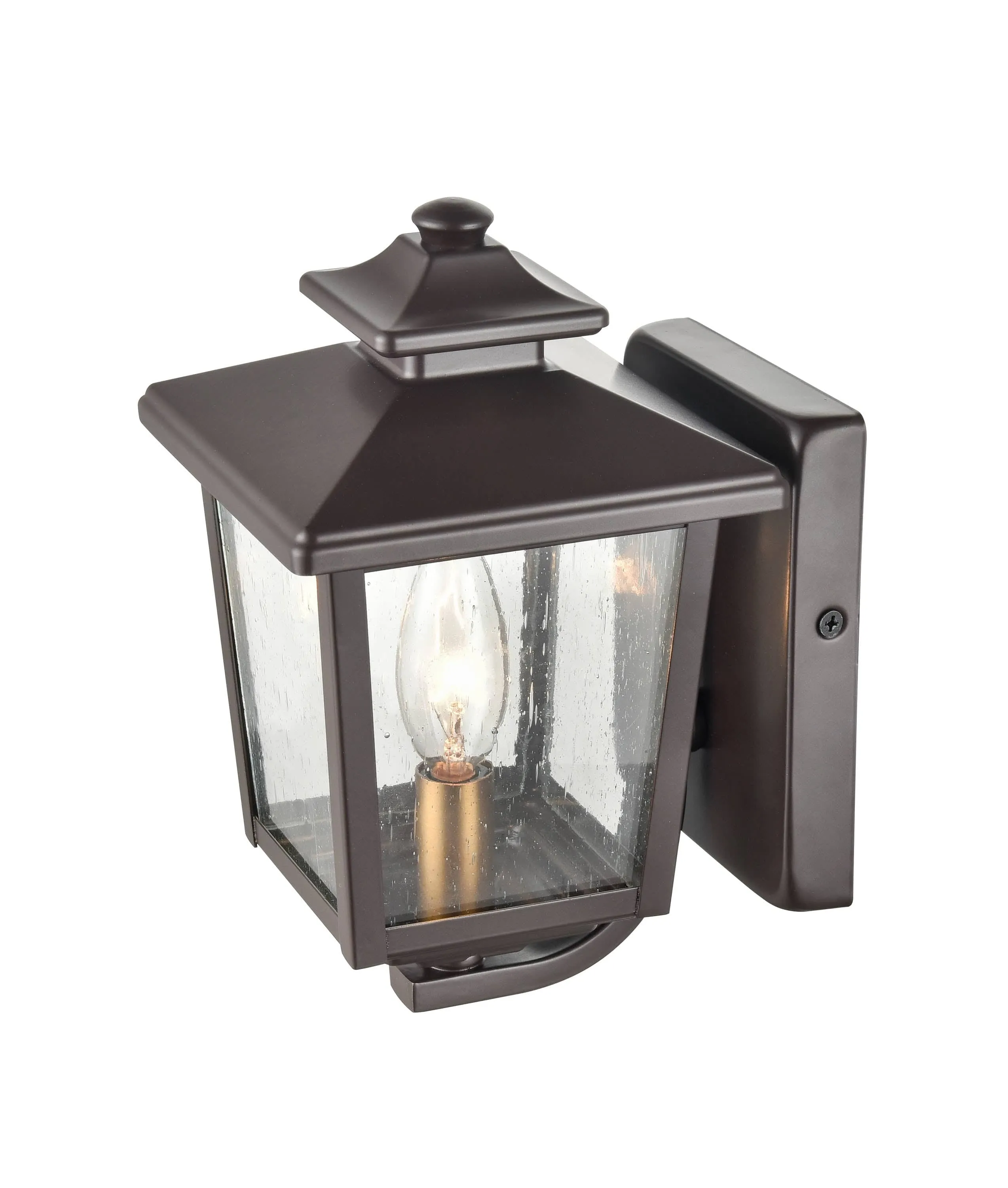 Eldrick Outdoor Wall Sconce - Powder Coat Bronze - Clear Seeded Glass - 6.375in. Extension - E12 Candelabra Base