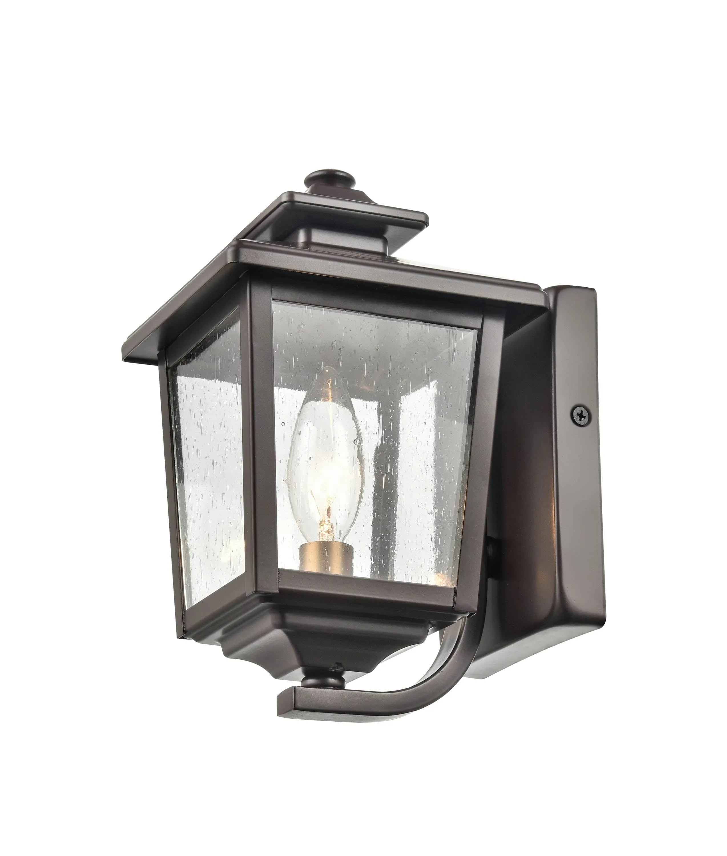 Eldrick Outdoor Wall Sconce - Powder Coat Bronze - Clear Seeded Glass - 6.375in. Extension - E12 Candelabra Base