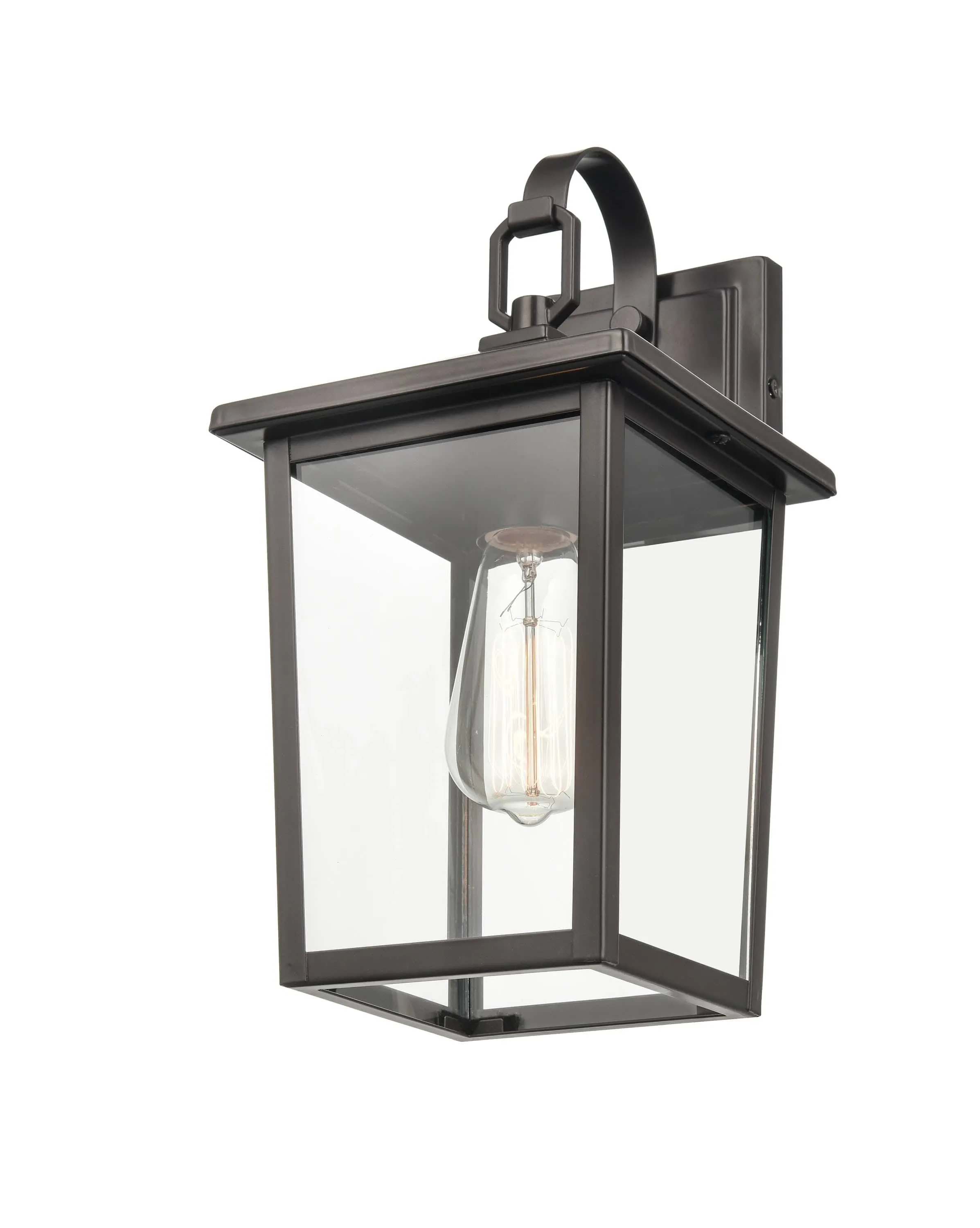 Fetterton Outdoor Wall Sconce - Powder Coat Bronze - Clear Glass - 7.25in. Extension - E26 Medium Base