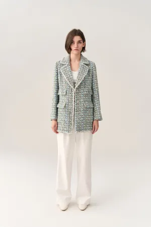 Flap Pocket Notch-lapels Tweed Coat