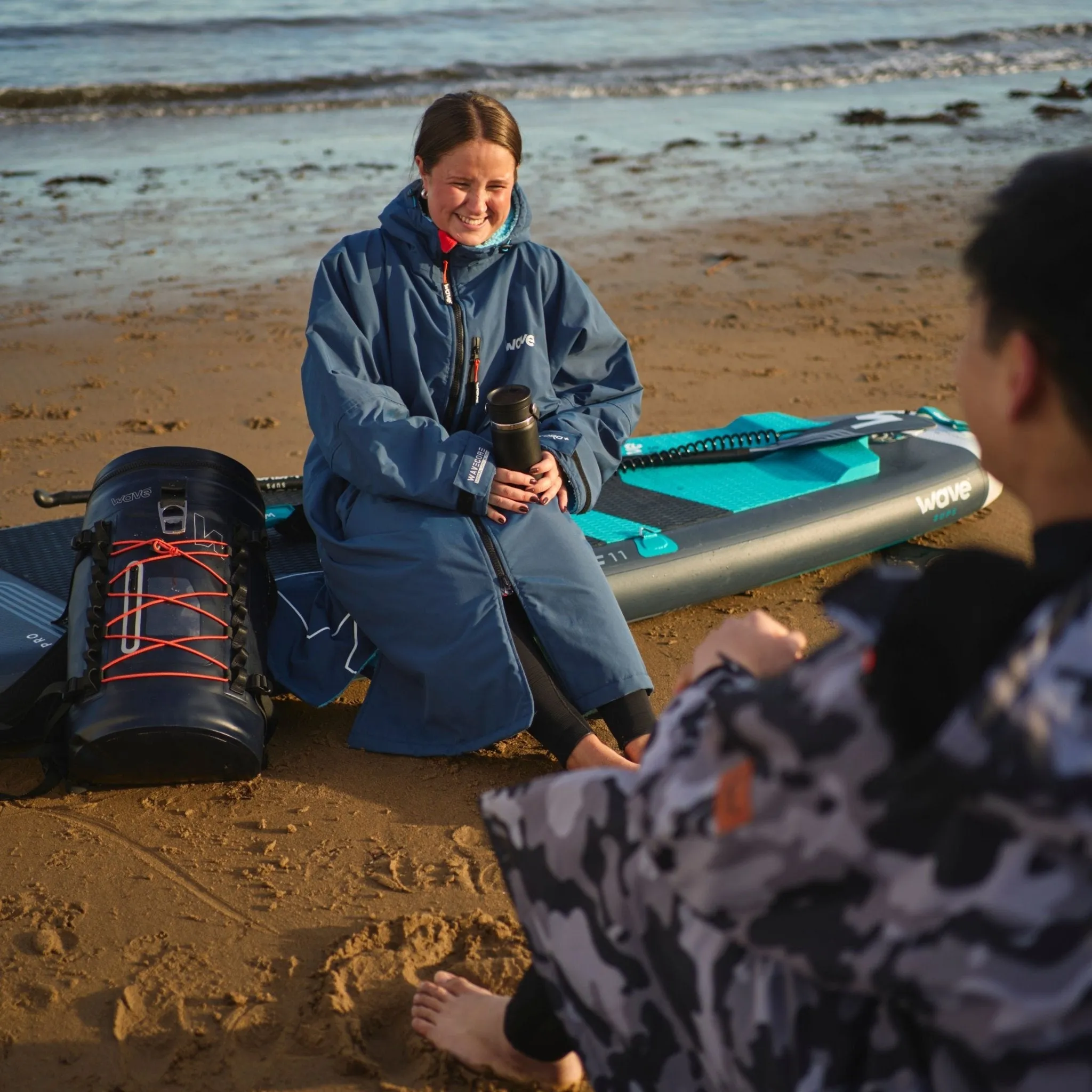 Fleece-Lined Waterproof Changing Robe | Waterproof & Windproof | Unisex | Navy Blue