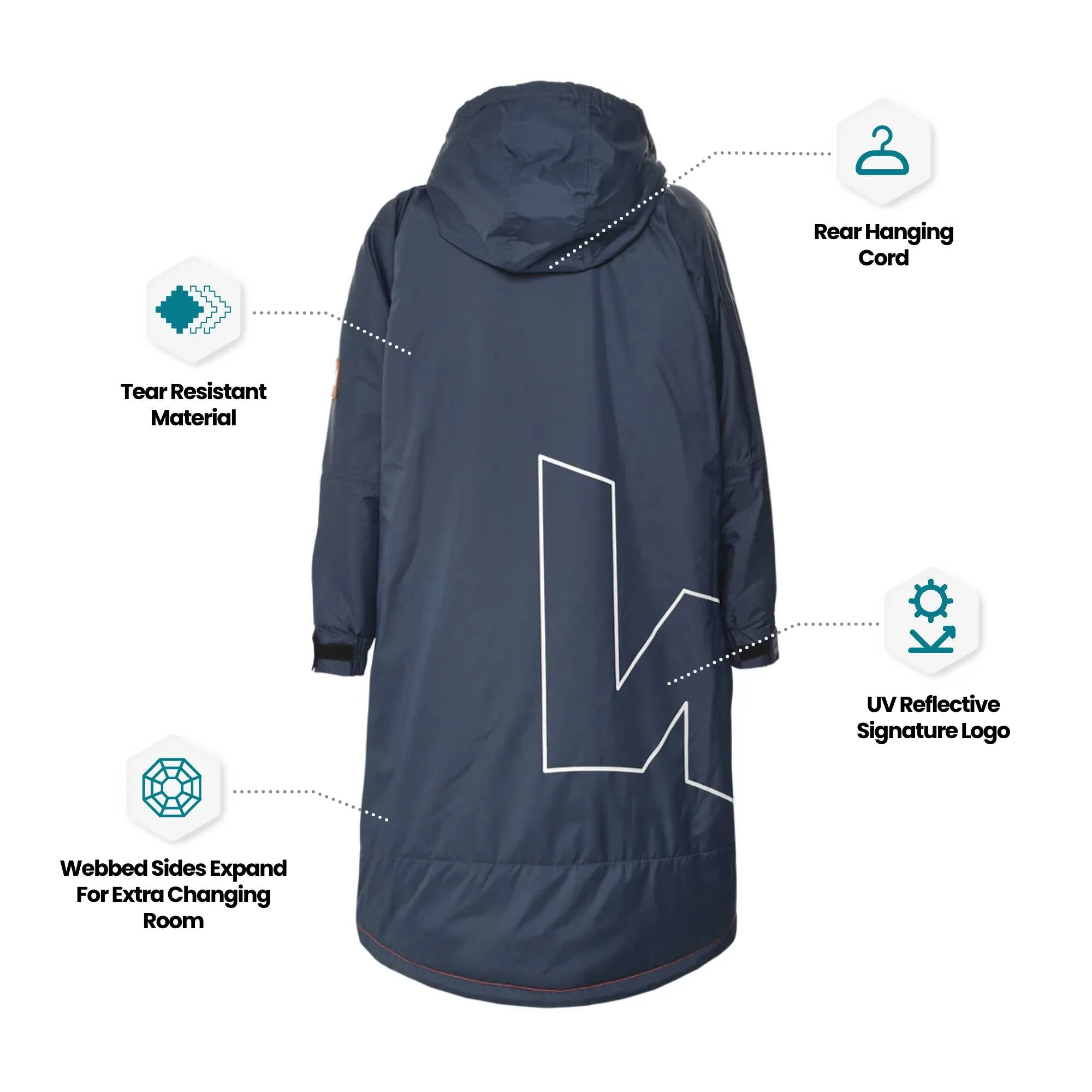 Fleece-Lined Waterproof Changing Robe | Waterproof & Windproof | Unisex | Navy Blue