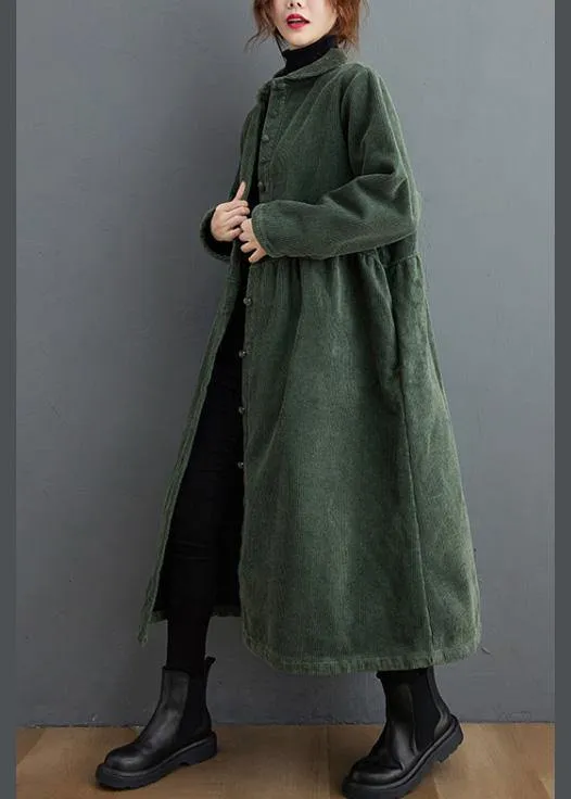 French blackish green corduroy coats Inspiration thick Cinched women coats ( Limited Stock)