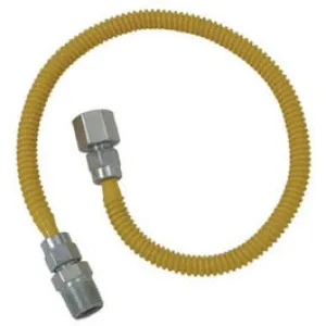 Gas Connector with Fitting, 1/2 x 1/2 Male/Female x 48-In.