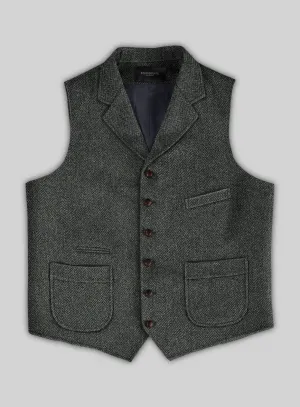 Harris Tweed Ridge Blue Herringbone Hunting Vest