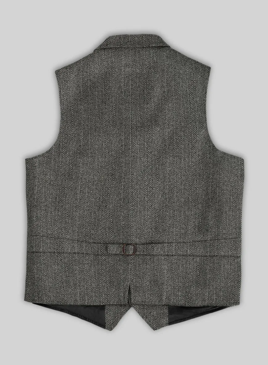 Highlander Gray Herringbone Tweed Hunting Vest