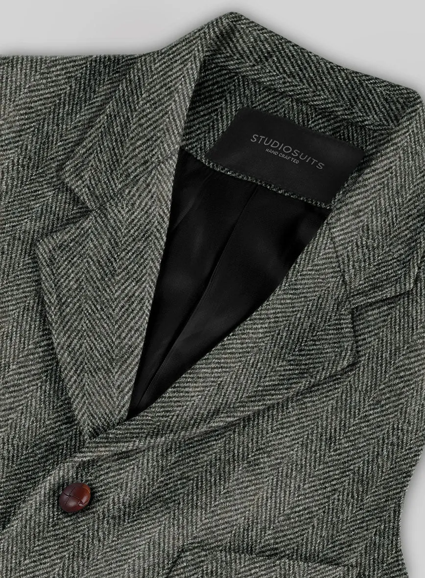 Highlander Gray Herringbone Tweed Hunting Vest