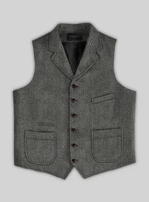 Highlander Gray Herringbone Tweed Hunting Vest