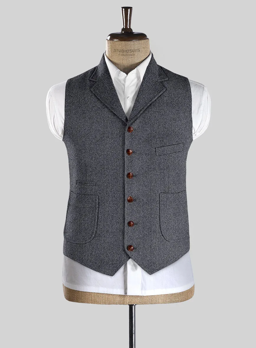 Highlander Heavy Charcoal Herringbone Tweed Hunting Vest