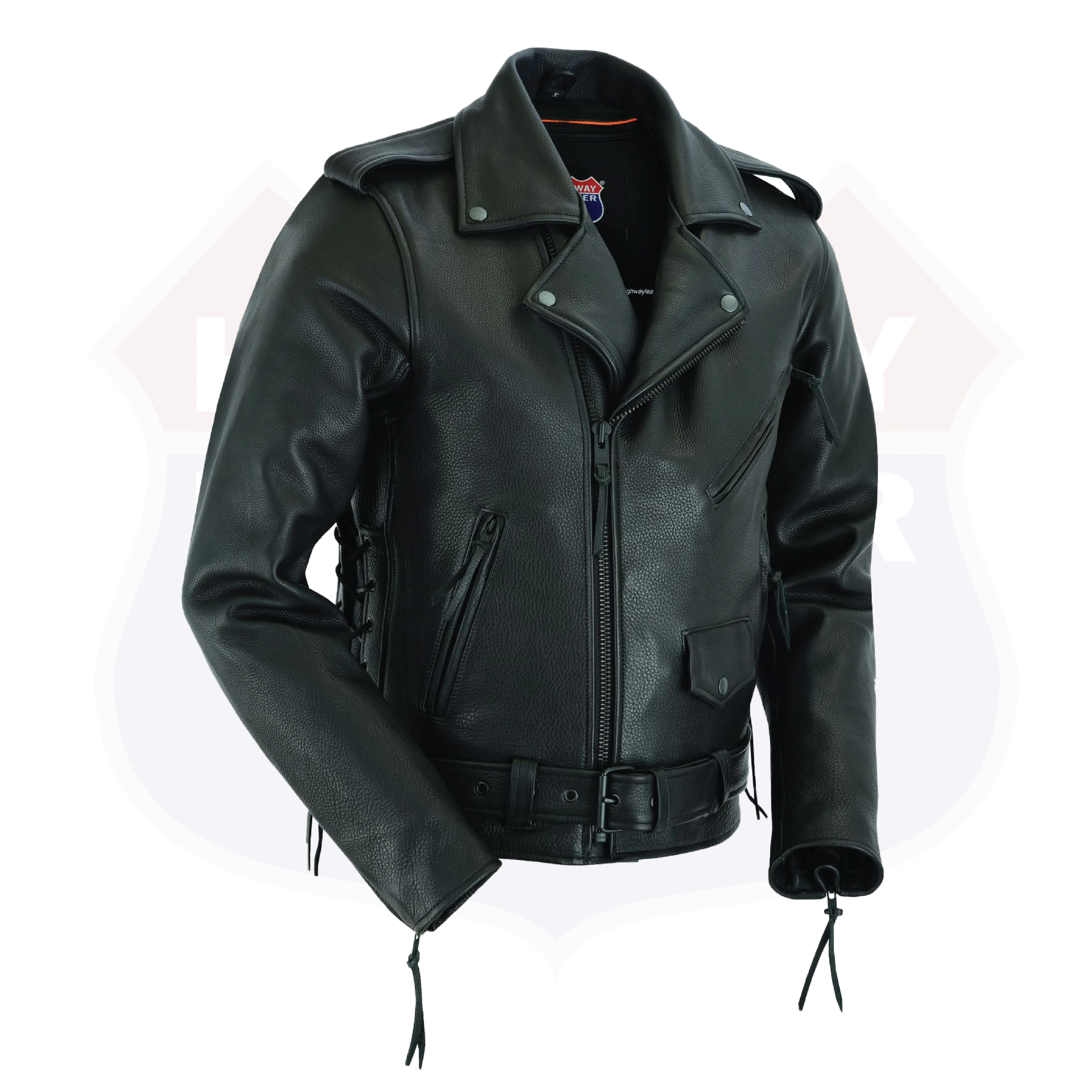 HL10888NKD Authentic Highway Patrol Leather Jacket Black Hardware Kidney Back