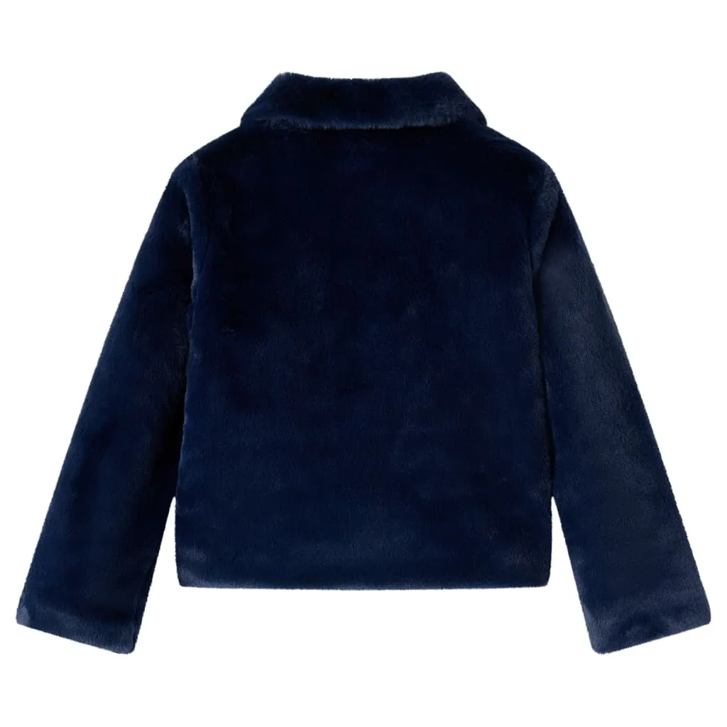 Kids' Navy Faux Fur Coat - Stylish & Warm Outerwear for 3-4 Years (Size 104)