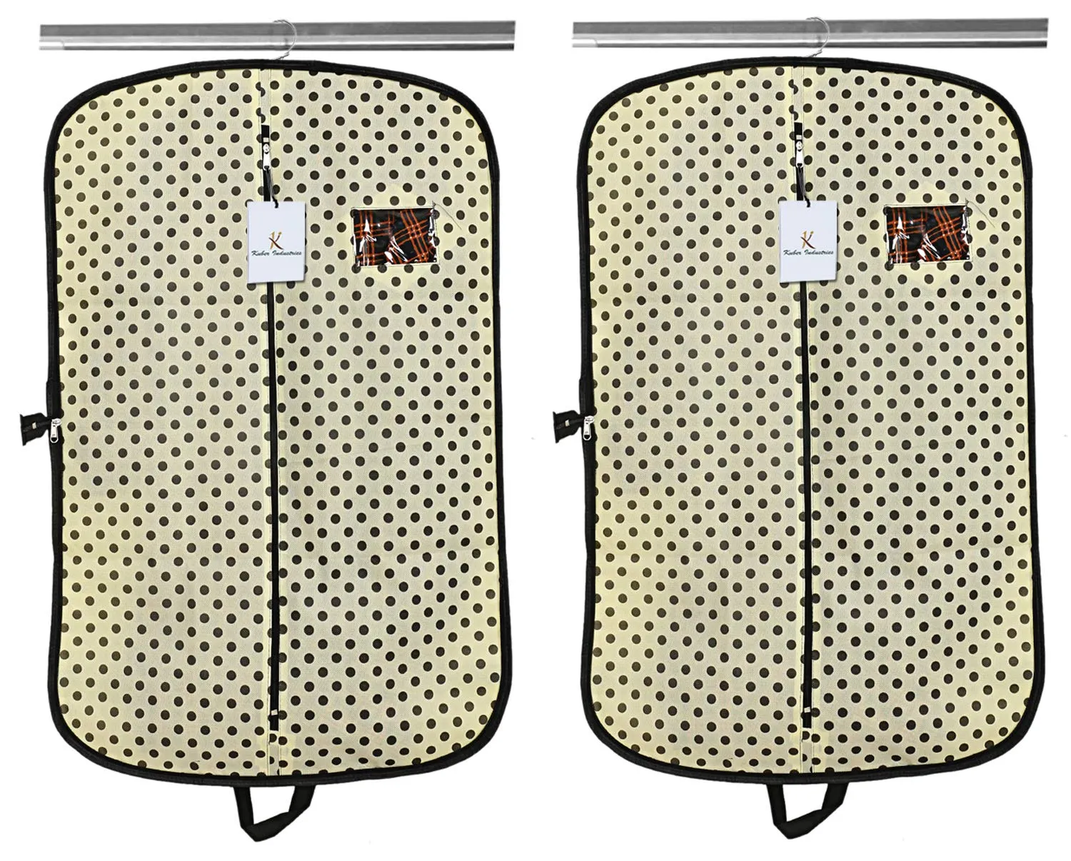 Kuber Industries Foldable Polka Dots Design 2 Piece Non Woven Coat Cover, Cream