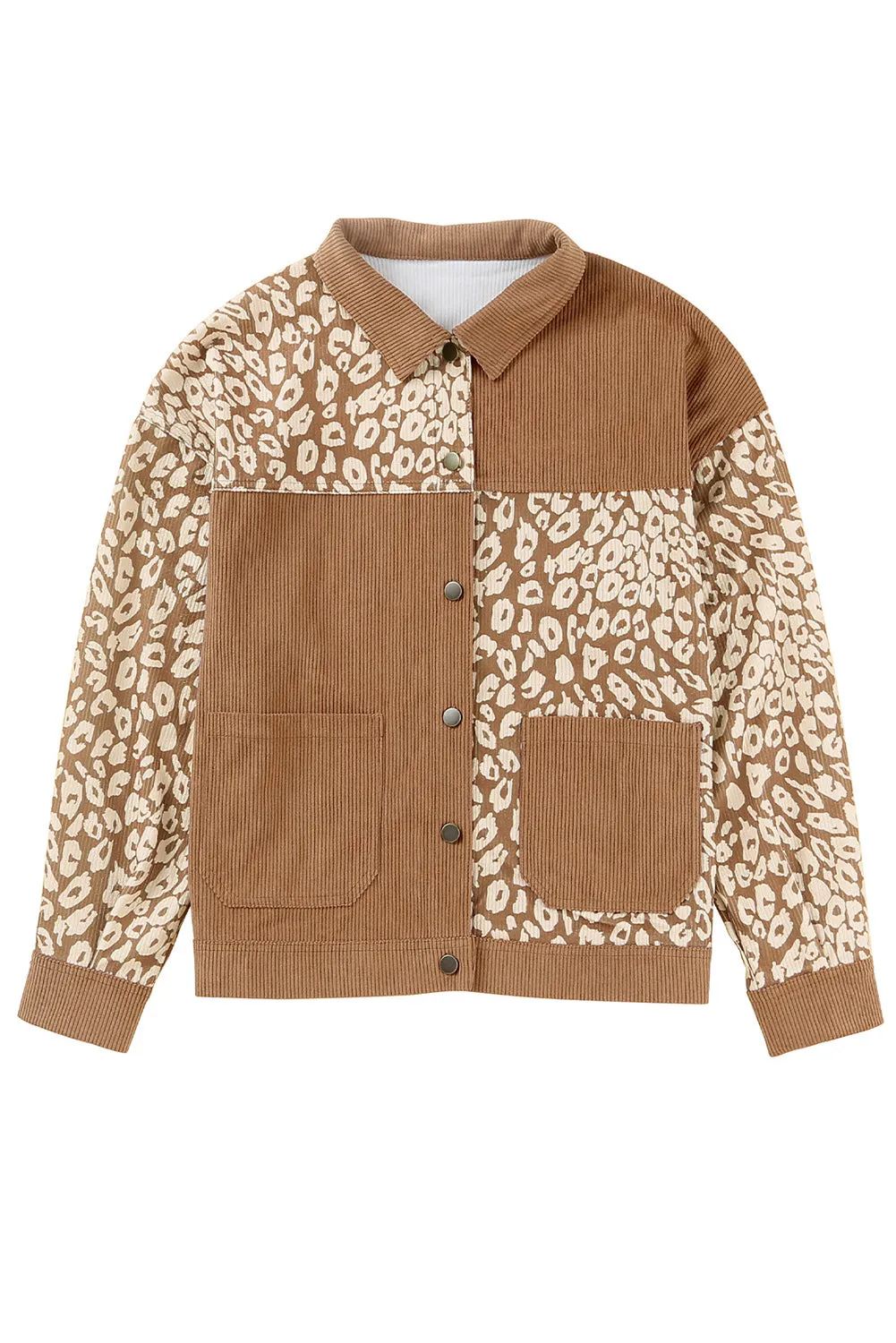 Leopard Print Corduroy Long Sleeve Jacket