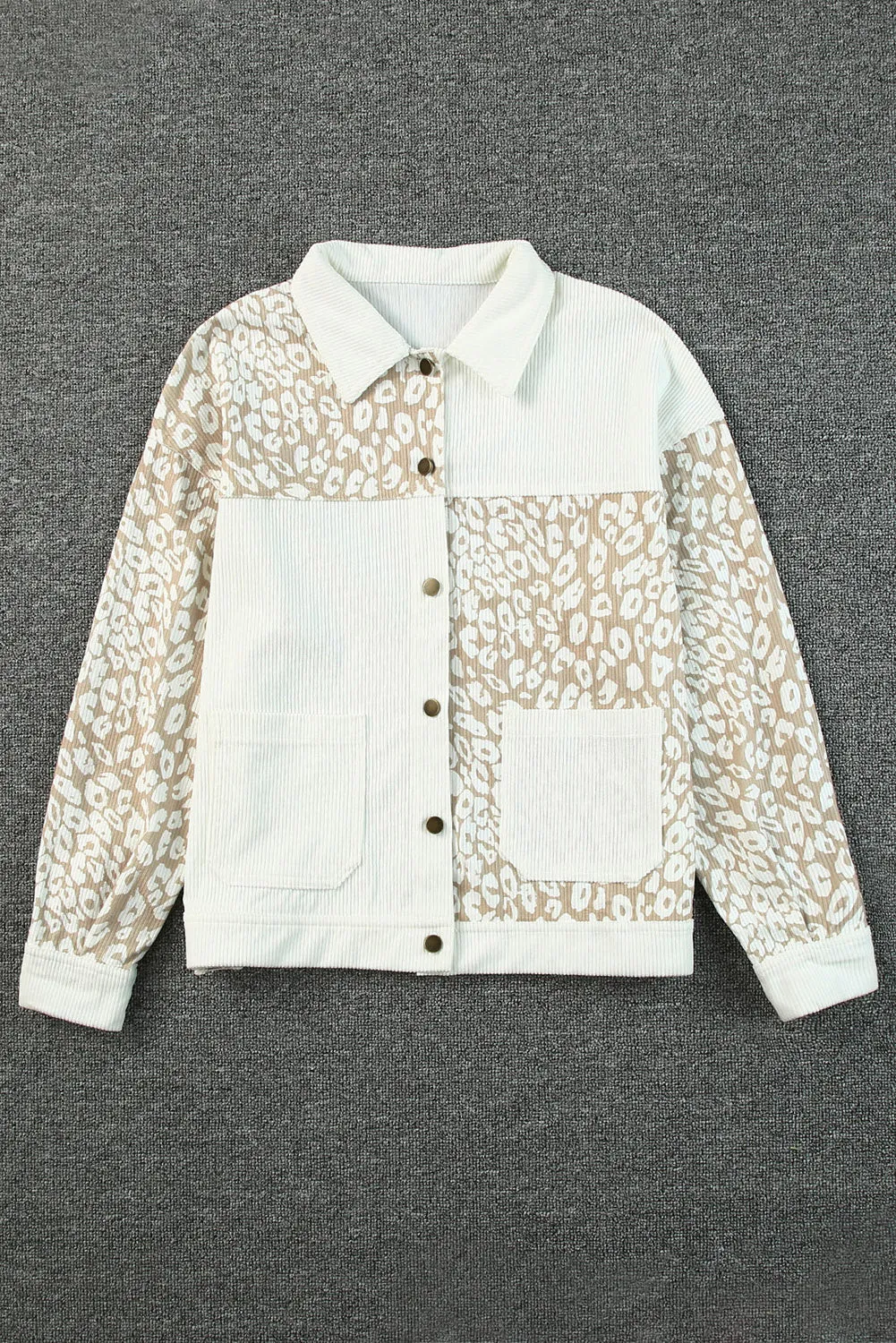 Leopard Print Corduroy Long Sleeve Jacket