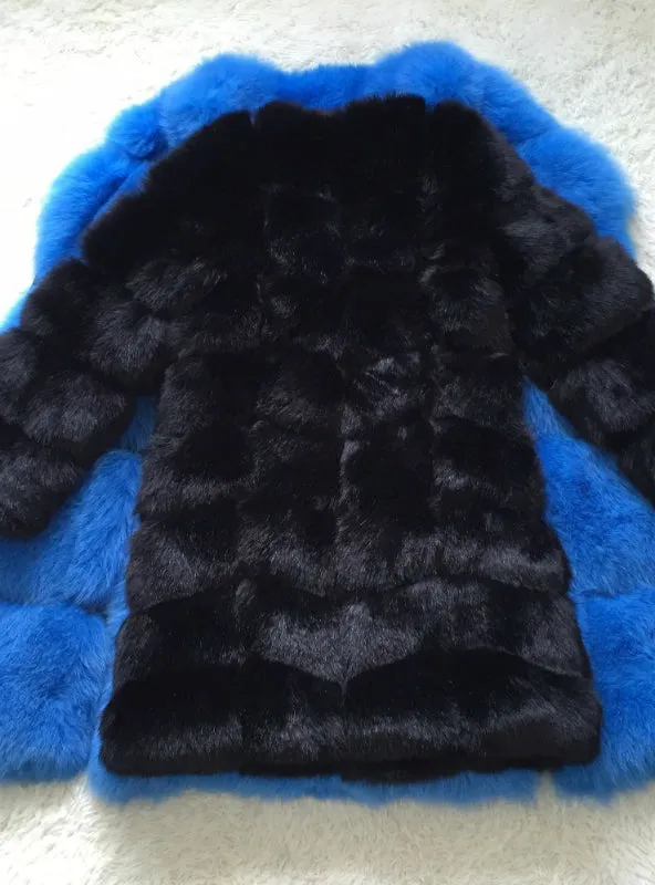 Long Fake Fox Fur Jacket Women Winter Faux Fox Fur