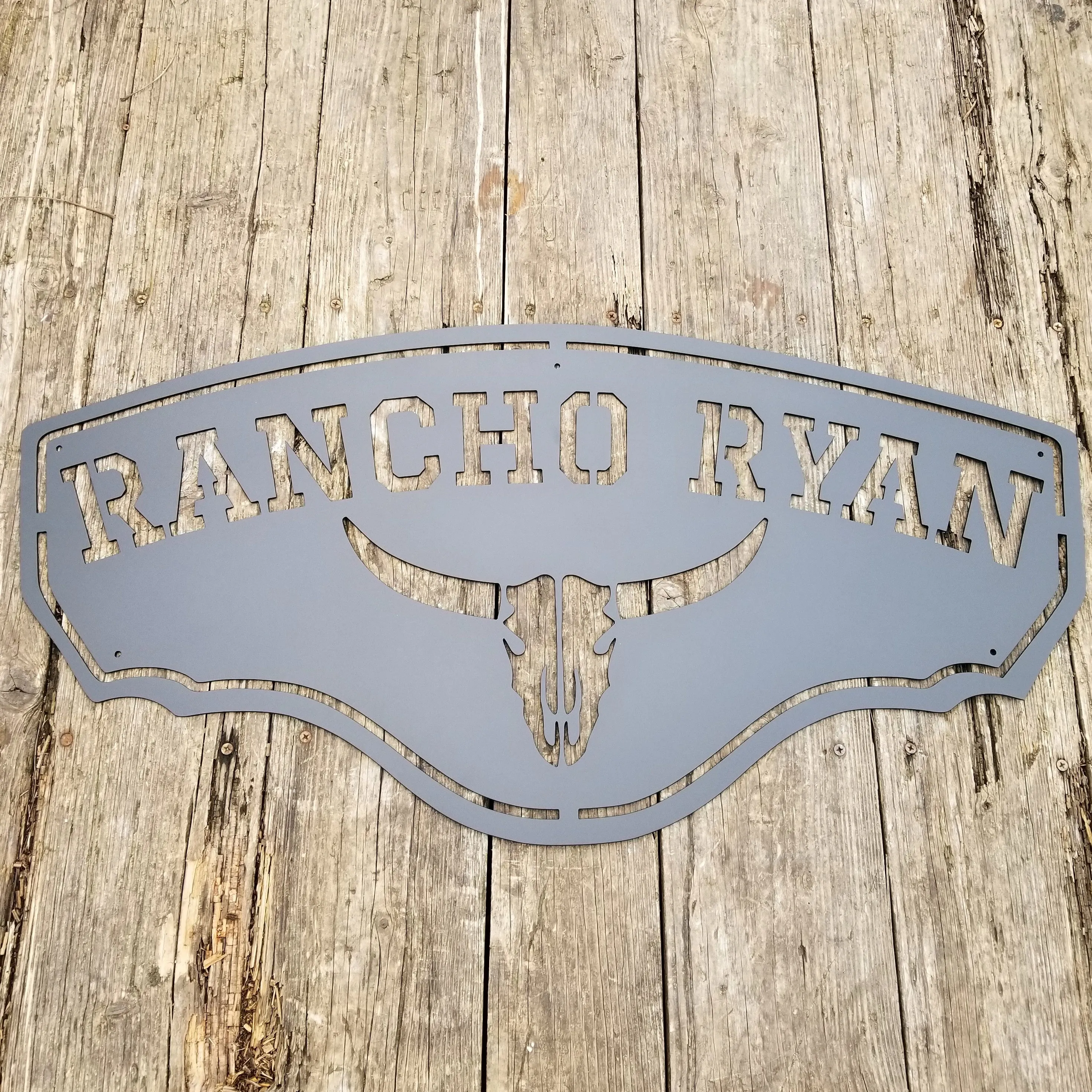 Longhorn Ranch Metal Sign, Personalized Cowboy Western Decor, Texas Saloon Wall Art, Farmhouse Signs,