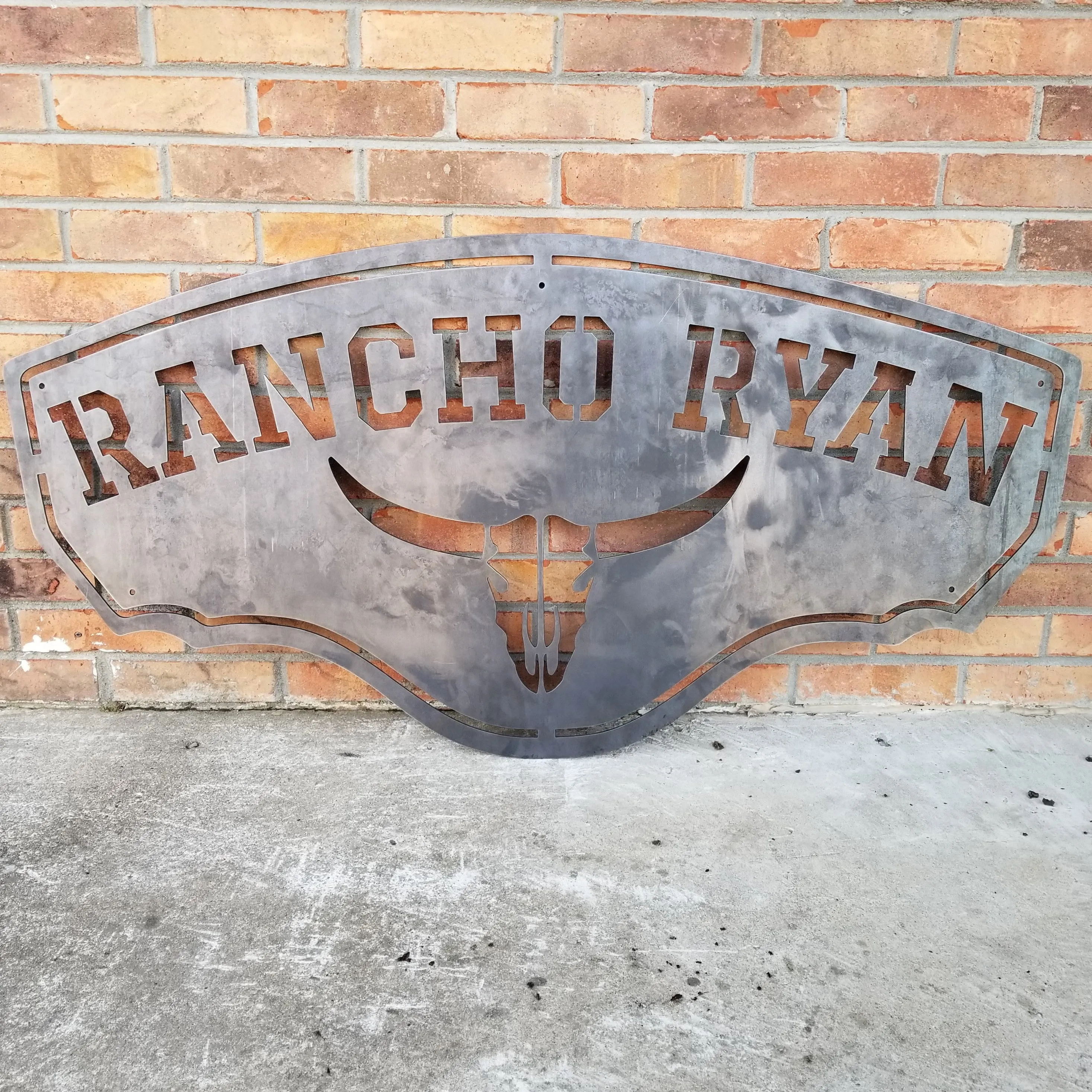 Longhorn Ranch Metal Sign, Personalized Cowboy Western Decor, Texas Saloon Wall Art, Farmhouse Signs,