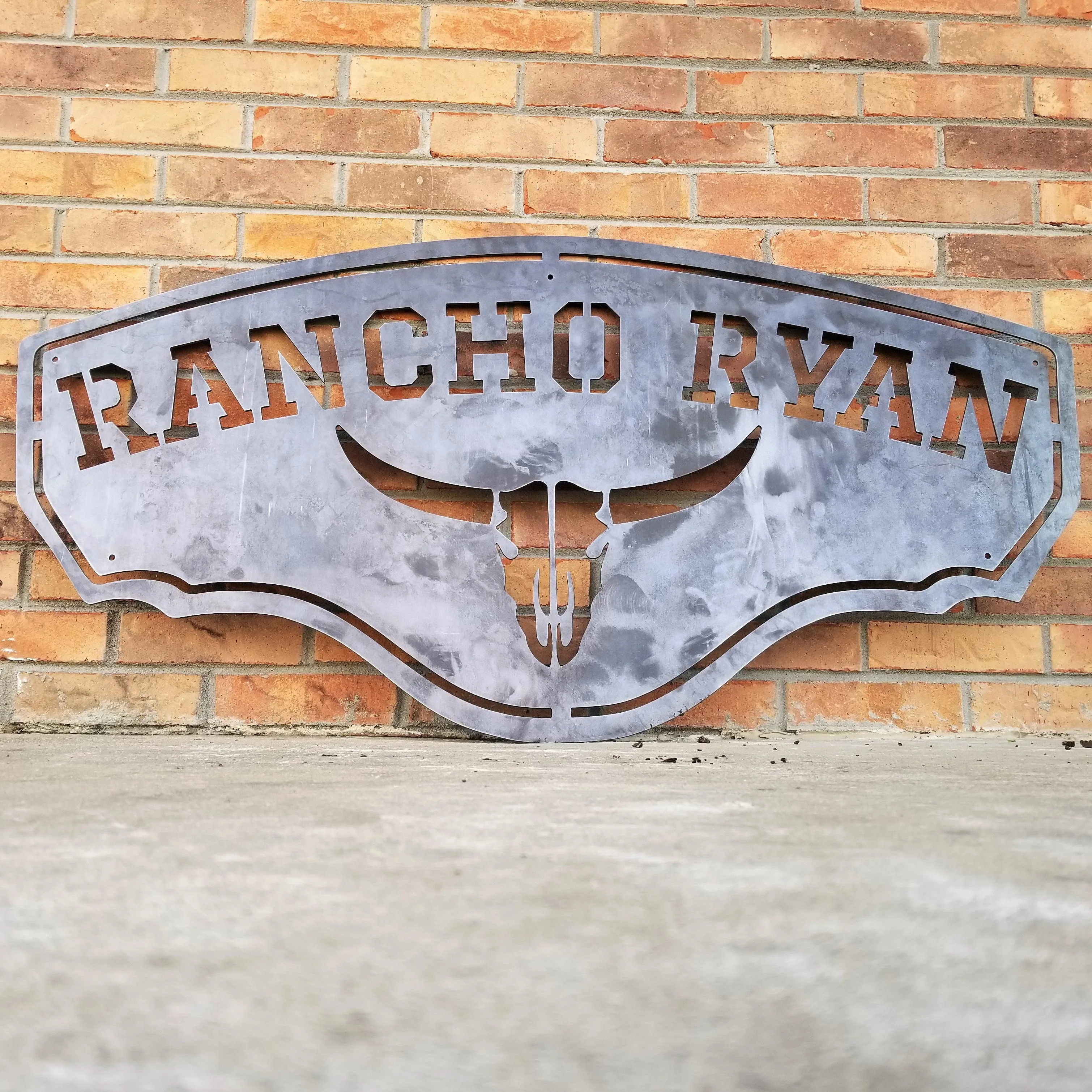 Longhorn Ranch Metal Sign, Personalized Cowboy Western Decor, Texas Saloon Wall Art, Farmhouse Signs,