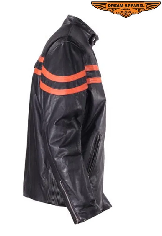 Men Racer Jacket with Orange Stripes