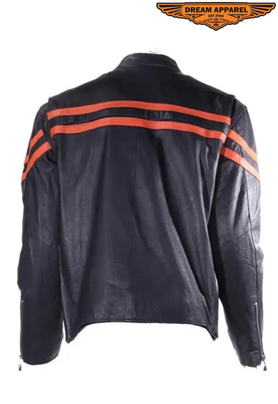 Men Racer Jacket with Orange Stripes