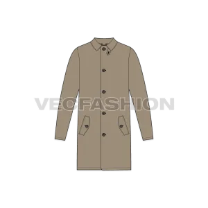 Mens Rain Coat or Mackintosh Coat Vector Template