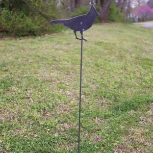 Metal Cardinal Garden Stake - Steel Gardening Decor - Bird Yard Art Marker - Wildlife Garden Decor - Kentucky State Bird