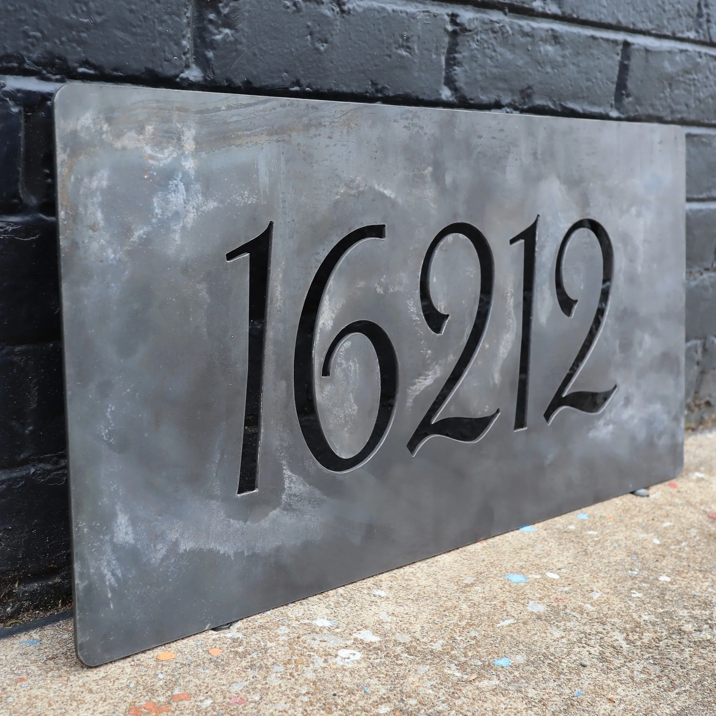 Metal House Number Address Plaque Sign - Floating Mounts, House Number Signs, Porch Signs