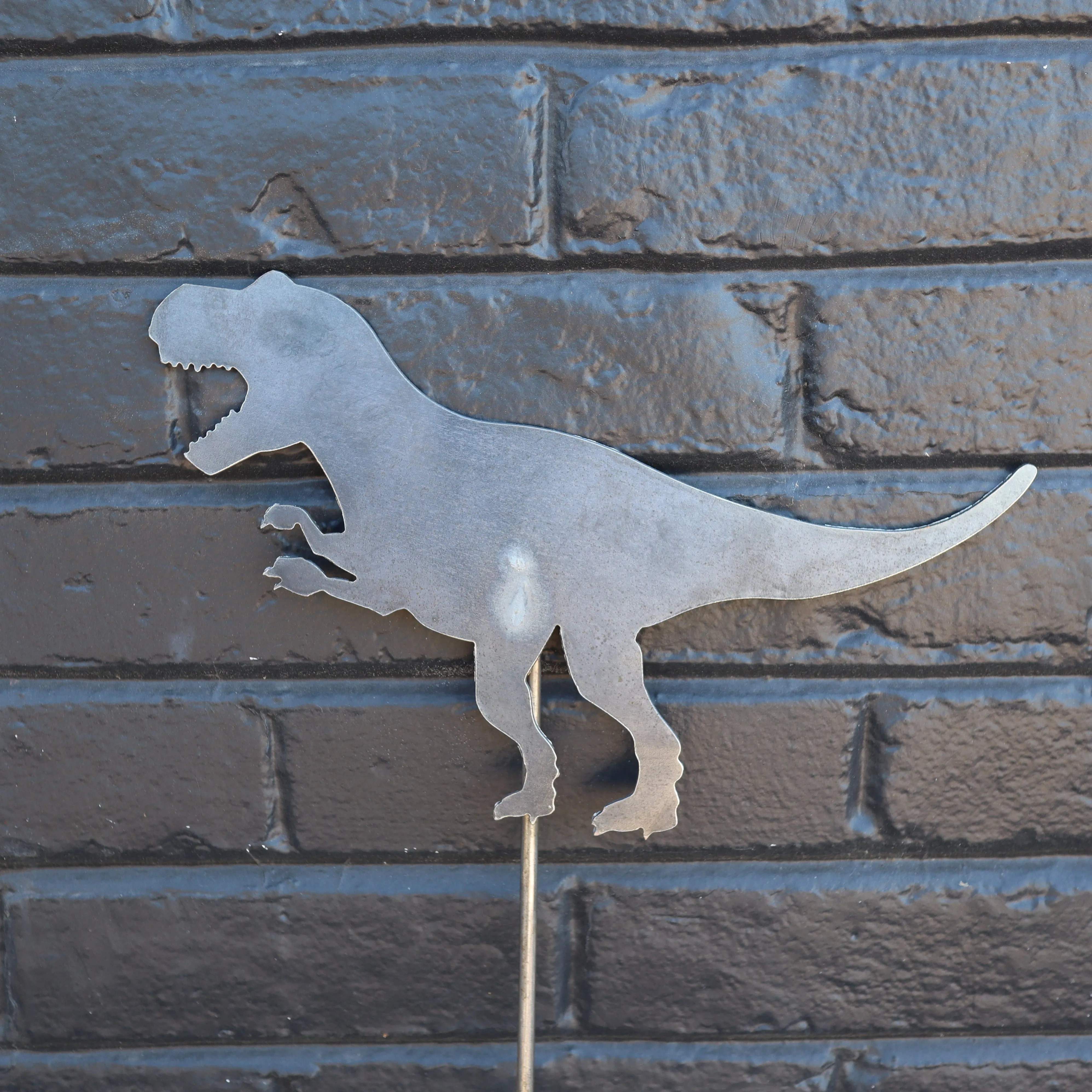 Metal T Rex Garden Stake - Dinosaur Yard Art - Metal Garden Decor