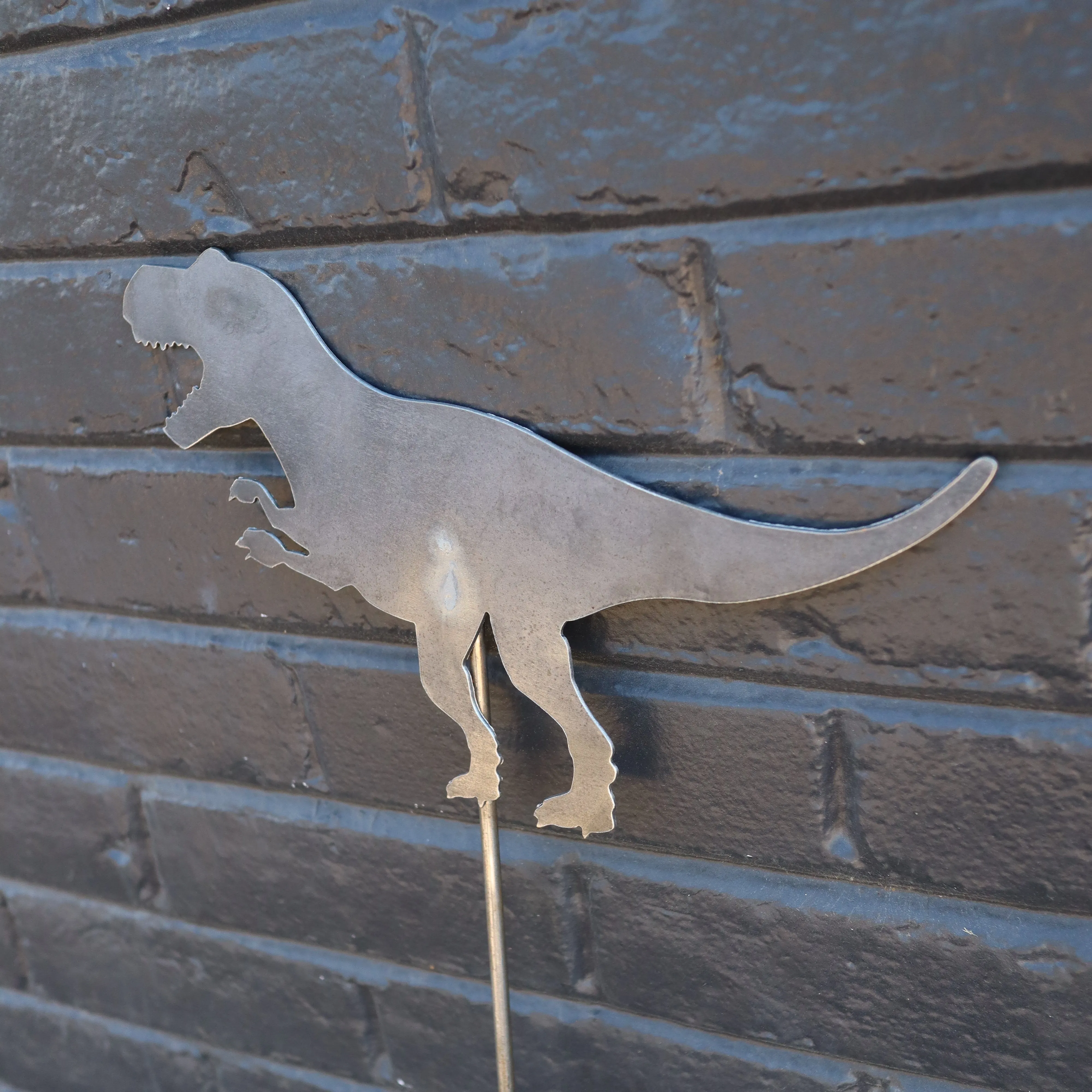 Metal T Rex Garden Stake - Dinosaur Yard Art - Metal Garden Decor