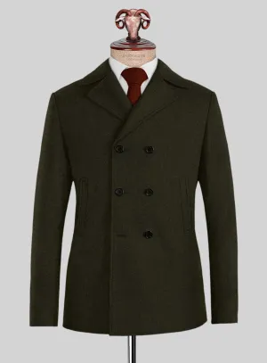 Naples Dark Green Tweed Pea Coat