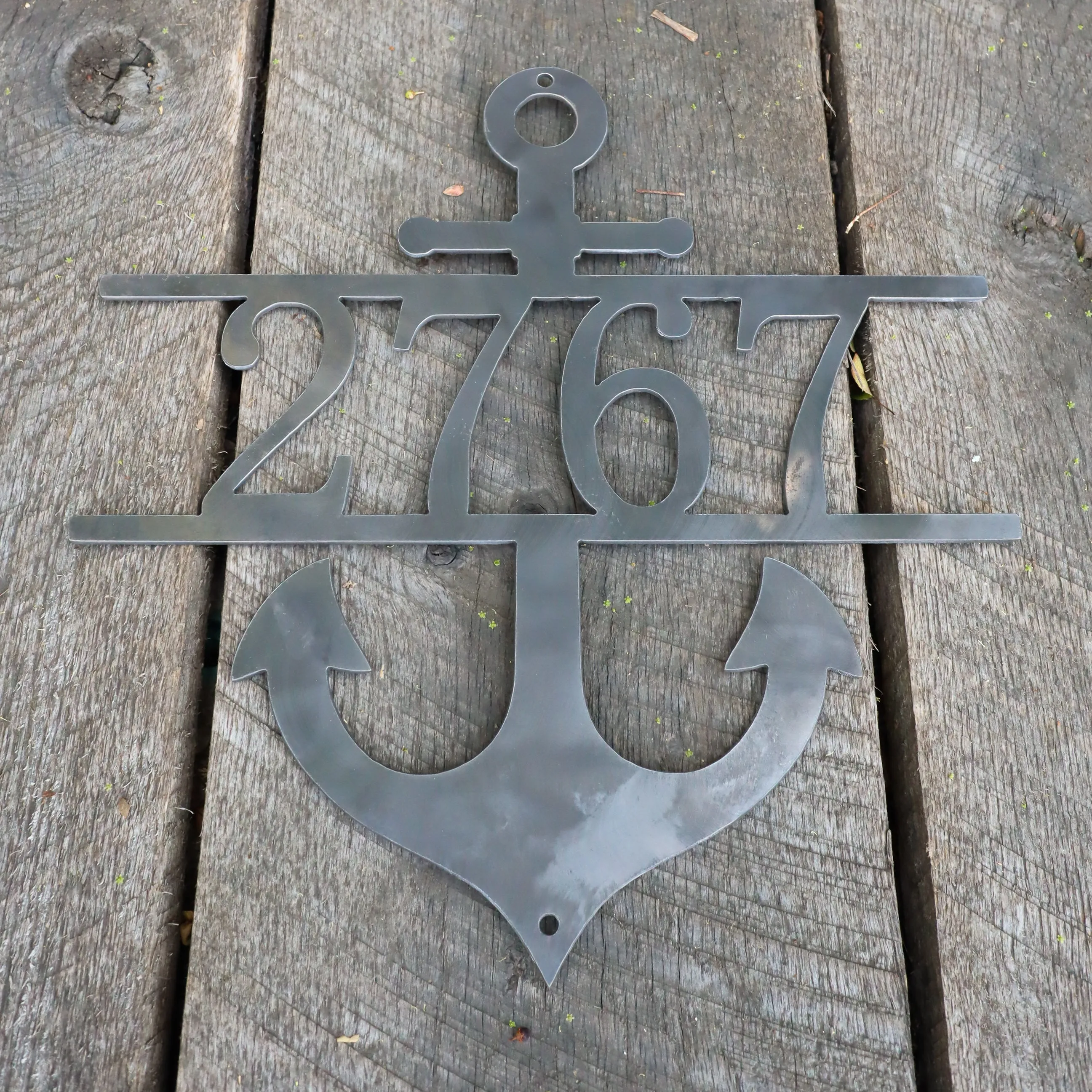 Nautical Address Sign - Metal Anchor - Porch Sign - Home Decor - Beach House Wall Art - House Number Signs